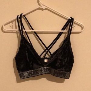 PINK velvet triangle bralette